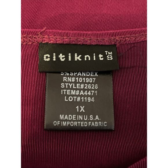CITIKNIT Women’s Size 1X Acetate Spandex Top Burgundy Plum - Picture 7 of 9